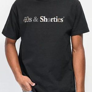 40s & Shorties Plaid Logo Black T-Shirt Size Small